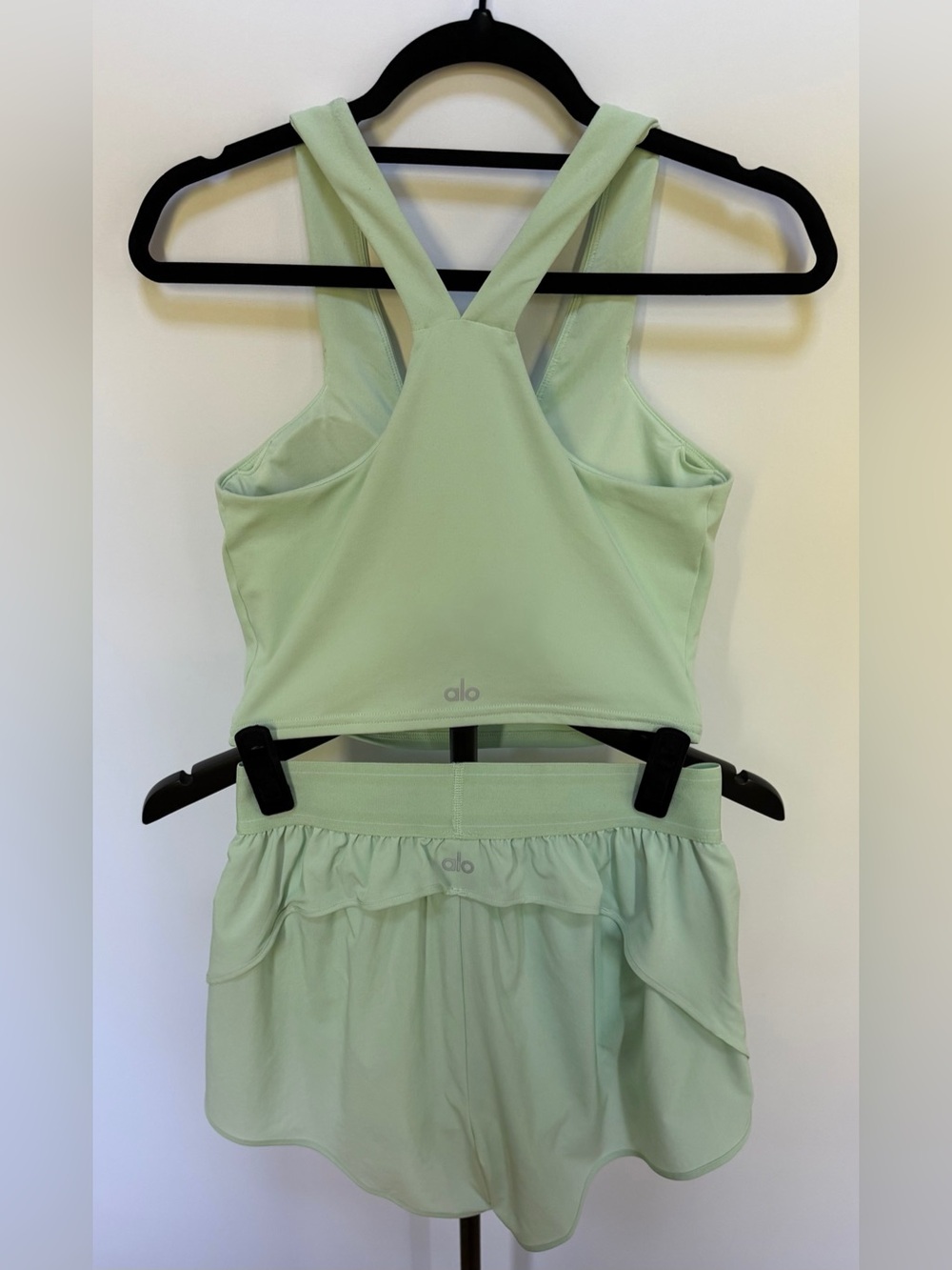 Alo Yoga Set-Color Spearmint, Airbrush Real Bra Tank & Match Point Shorts,Size S - Picture 2 of 10